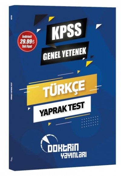 Doktrin Yayınları 2023 KPSS Genel Yetenek Türkçe Yaprak Test Doktrin Yayınları 2023 KPSS Genel Yetenek Türkçe Yaprak Test