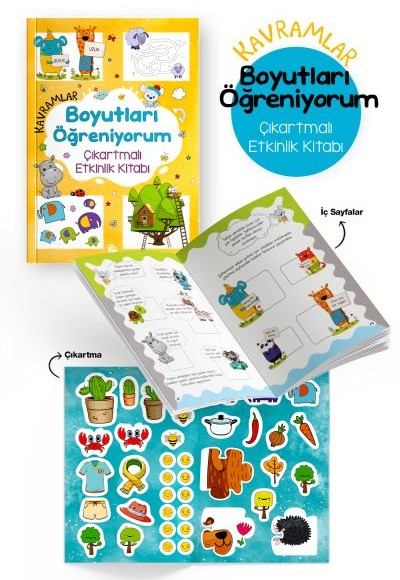 Kavramlar – Boyutları Öğreniyorum – Çıkartmalı Etkinlik Kitabı - 3 Yaş + Kavramlar – Boyutları Öğreniyorum – Çıkartmalı Etkinlik Kitabı - 3 Yaş +