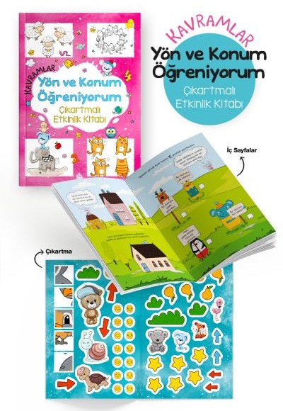 Kavramlar – Yön ve Konum Öğreniyorum – Çıkartmalı Etkinlik Kitabı - 3 Yaş + Kavramlar – Yön ve Konum Öğreniyorum – Çıkartmalı Etkinlik Kitabı - 3 Yaş +