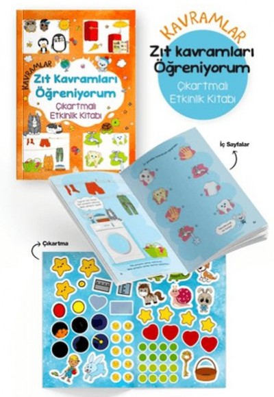Kavramlar – Zıt Kavramları Öğreniyorum – Çıkartmalı Etkinlik Kitabı - 3 Yaş + Kavramlar – Zıt Kavramları Öğreniyorum – Çıkartmalı Etkinlik Kitabı - 3 Yaş +
