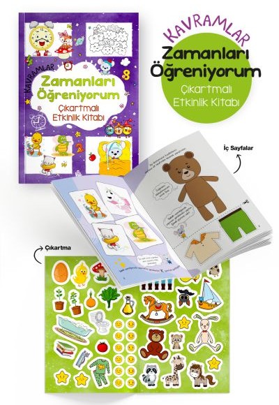 Kavramlar – Zamanları Öğreniyorum – Çıkartmalı Etkinlik Kitabı - 3 Yaş + Kavramlar – Zamanları Öğreniyorum – Çıkartmalı Etkinlik Kitabı - 3 Yaş +