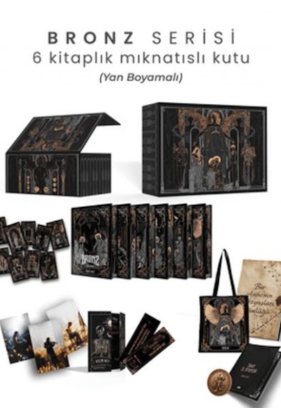 Bronz Serisi 6 Kitaplık Mıknatıslı Kutu - Yan Boyamalı (Ciltli)