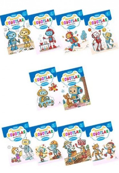 Sevimli Robotlar Boyoma Kitabı Sticker Çıkartmalı (10 Kitap Set) Sevimli Robotlar Boyoma Kitabı Sticker Çıkartmalı (10 Kitap Set)