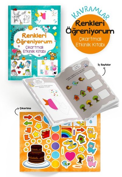 Kavramlar – Renkleri Öğreniyorum – Çıkartmalı Etkinlik Kitabı - 3 Yaş + Kavramlar – Renkleri Öğreniyorum – Çıkartmalı Etkinlik Kitabı - 3 Yaş +
