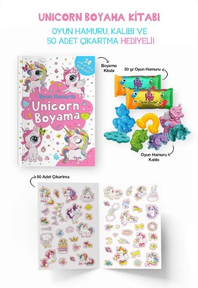 Unicorn Boyama Kitabı - Oyun Hamurlu - 3 Yaş Unicorn Boyama Kitabı - Oyun Hamurlu - 3 Yaş