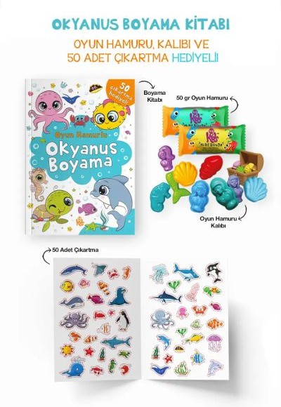 Okyanus Boyama Kitabı - Oyun Hamurlu - 3 Yaş + Okyanus Boyama Kitabı - Oyun Hamurlu - 3 Yaş +
