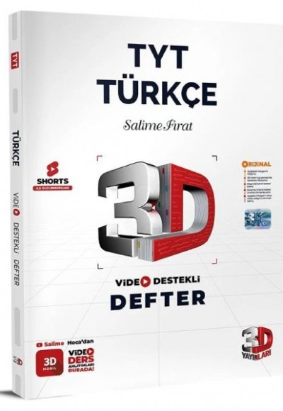 3D Yayınları TYT Türkçe Video Destekli Defter 3D Yayınları TYT Türkçe Video Destekli Defter