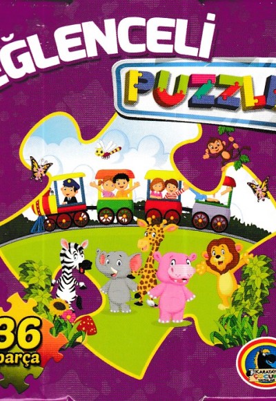 Eğlenceli Puzzle (36 parça) Mor Kutu