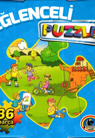 Eğlenceli Puzzle (36 parça) Mavi Kutu