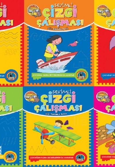 Sevimli Çizgi Çalışması - Çiz-Tamamla-Boya (6 Kitap)