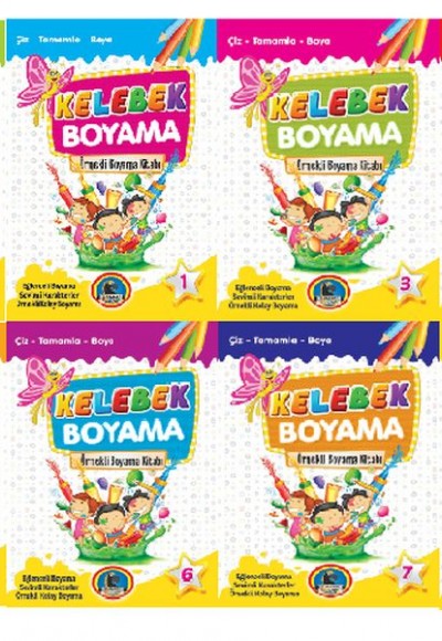 Kelebek Boyama Kitapları - Örnekli Boyama (8 Kitap)