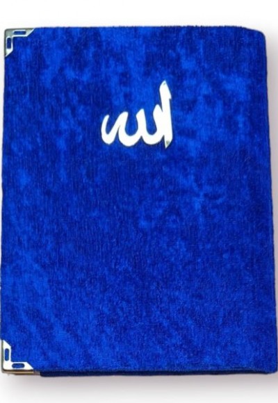 Çanta Boy Kadife Kapaklı Yasin Kitabı Süngerli 128 Sayfa Saks Mavi Renk