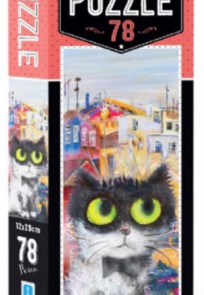 Blue Focus Cute Cat - Puzzle 78 Parça