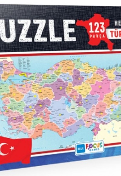 Blue Focus Türkiye Haritası Kutulu - Puzzle 123 Parça