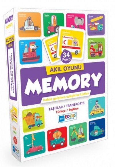 Blue Focus Akıl Oyunu - Memory - Taşıtlar (Eşleştirme Kartı 34 Parça)