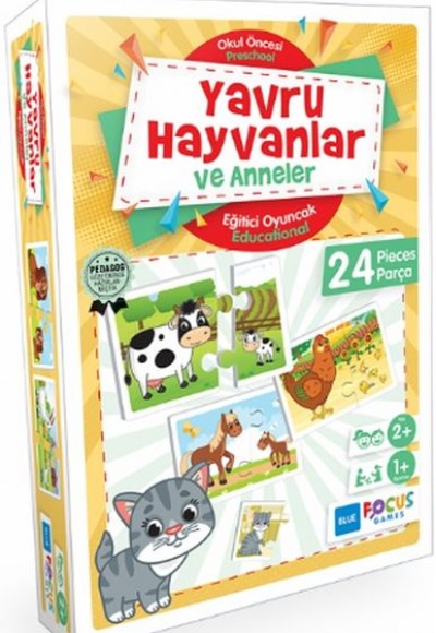 Blue Focus Yavru Hayvanlar ve Anneler - Eğitici Oyunlar 24 Parça