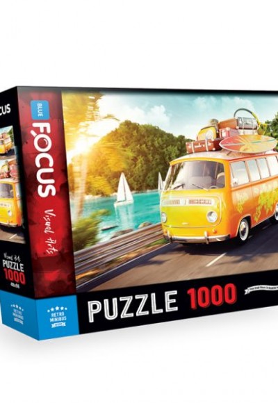 Blue Focus 1000 Parça Puzzle Retro Minibus