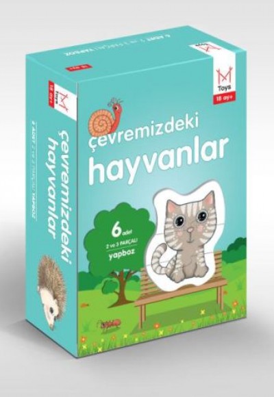 Çevremizdeki Hayvanlar (6 Adet 2 ve 3 Parçalı Yapboz)