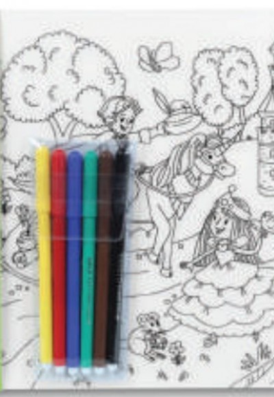 Funny Mat - Prenses Ve Oyun Bahçesi 6'Lı Kalem Hediyeli 25 x 35 cm