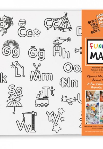 Funny Mat Alfaba & Sayılar 25X35Cm 2'Li Paket Beyaz Seri