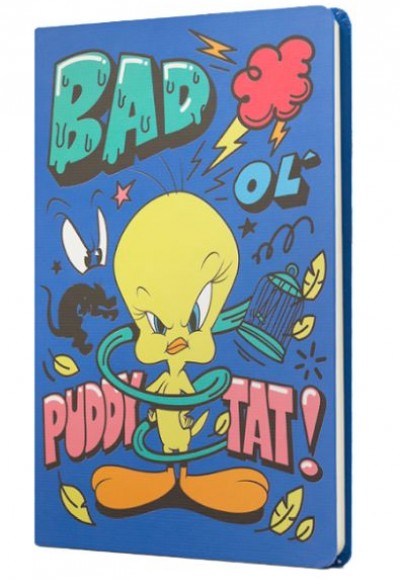 Tweety Sert Kapak Butik Defter Bad Puddy Tat Mavi