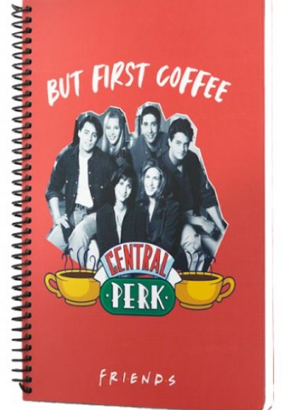 Friends Central Perk But First Coffee Spiralli Defter Kırmızı