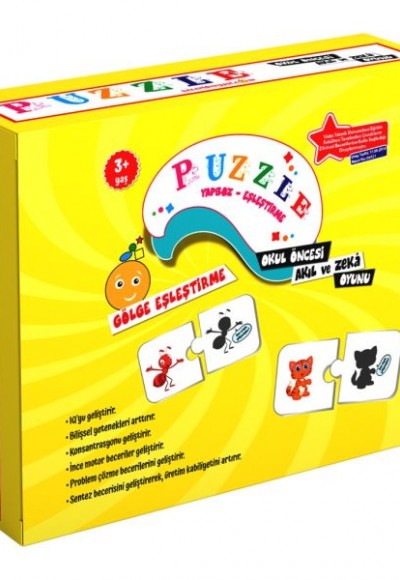 Puzzle Gölge Eşleştirme Okul Öncesi Akıl ve Zeka Oyunu 3 Yaş - 96 Parça