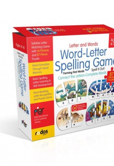 Letter and Words - Word-Letter Spelling Game - Forming First Words - 87 Pieces Puzzle - Ages 4-8