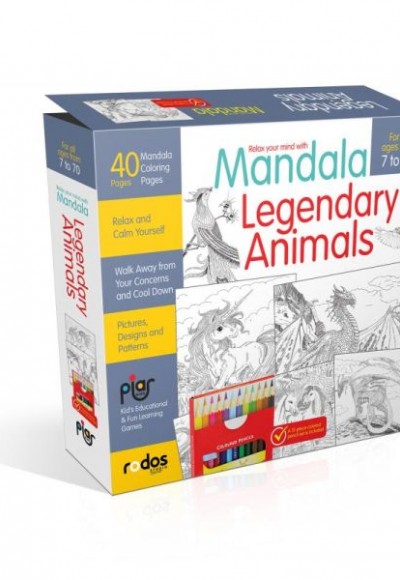 Mandala, Legandary Animals - For All Ages From 7 To 70 - A12-piece-colored Pencil Set is Included