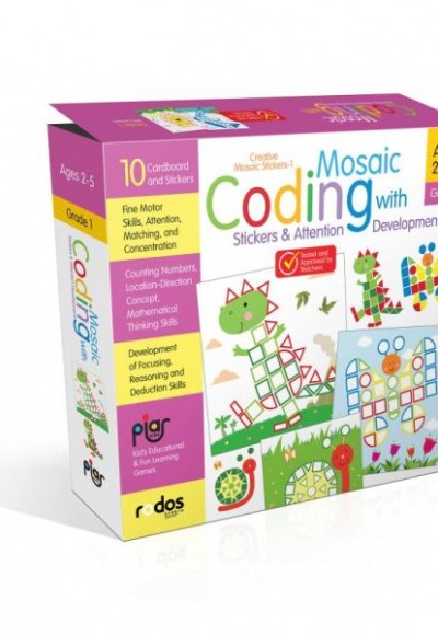 Mosaic Coding with Stickers&Attention Development-1-Grade-Level 1-Creative Mosaic Stickers-1Ages 2-5