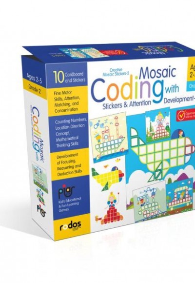 Mosaic Coding with Stickers&Attention Development-2 - Grade-Level 2 - Creative Mosaic Stickers-2 - A