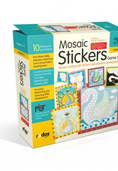 Mosaic Stickers Game Set - Mosaic Coding with Stickers and Attention Development-3 - Level 3 - Ages