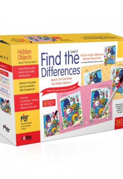 Find the Differences-2 (Level 2) - Search, Find and Mark the Hidden Objects-2 - Ages 2-5