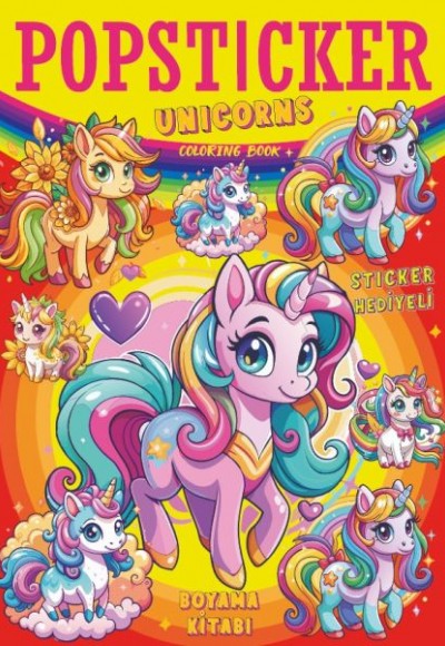 Unicorns Boyama Kitabı Popsticker