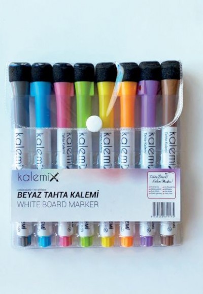 Kalemix 8 Renk Beyaz Tahta Kalemi (Blister)