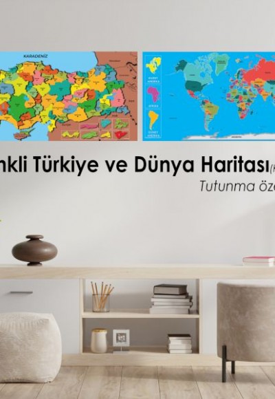 Türkiye Haritası Renkli - Dünya Haritası Renkli (Blister)