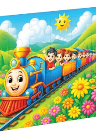 Renkli Tren Ahşap Puzzle