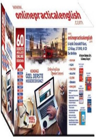 60 Derste Online İngilizce Öğrenim Seti 6 Aylık İnteraktif Kurs İle Birlikte (12 Kitap-17 Dvd-8 Cd)