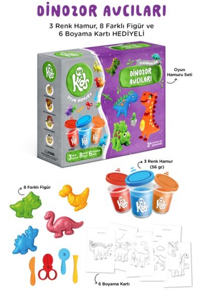 Dinozor Avcıları Oyun Hamuru Seti (17 Parça - 352 Gr)