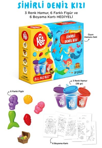 Sihirli Deniz Kızı Oyun Hamuru Seti (15 Parça - 344 Gr)