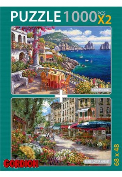 Capri Morning + Paris Flower Market / 2x1000 Parça Puzzle (40138)
