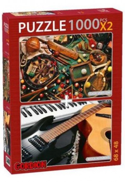 Classic Sports Gear + Musical Instruments / 2x1000 Parça Puzzle (40143)