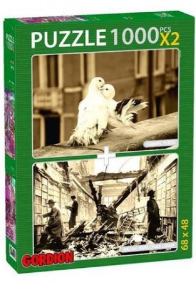 Romantic Pigeons + Holland House London Library / 2x1000 Parça Puzzle (40145)