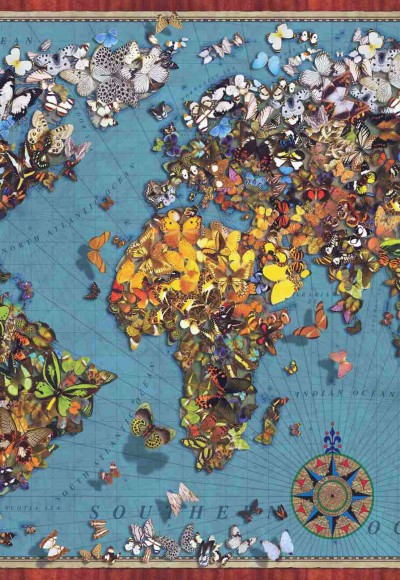 Kelebekli Dünya Haritası (Puuzle 1000) 1029