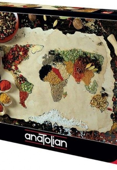 Anatolian Baharatlı Dünya Haritası 1000 Parça Puzzle (1045)