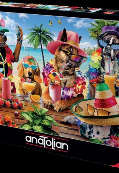 Anatolian Tropikal Parti/ Dogs Drinking Smoothies on a Tropical Beach 1000 Parça Puzzle