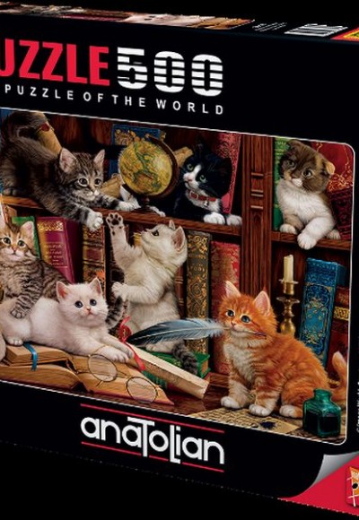 Anatolian  Kediler ve Kitaplar/ Kittens in the Library 500 Parça Puzzle