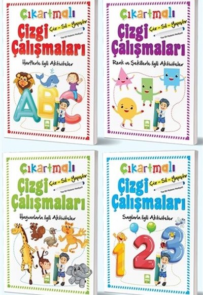 Çiz-Sil-Yapıştır Çıkartmalı Çizgi Çalışmaları Seti