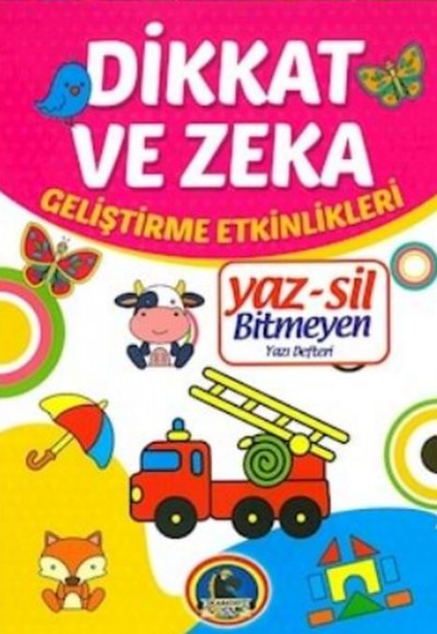 Yaz-Sil Dikkat ve Zeka Bitmeyen Yazı Defteri+Tahta Kalem