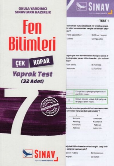 Sınav 7. Sınıf Fen Bilimleri Çek Kopar Yaprak Test (Yeni)